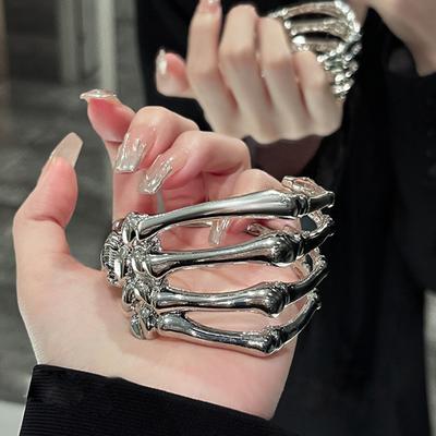 Arm Ring Bracelet Dark Style Adjustable Skull Hand Wristband Clothes Arm Cuff Ornament Wrist Accessory
