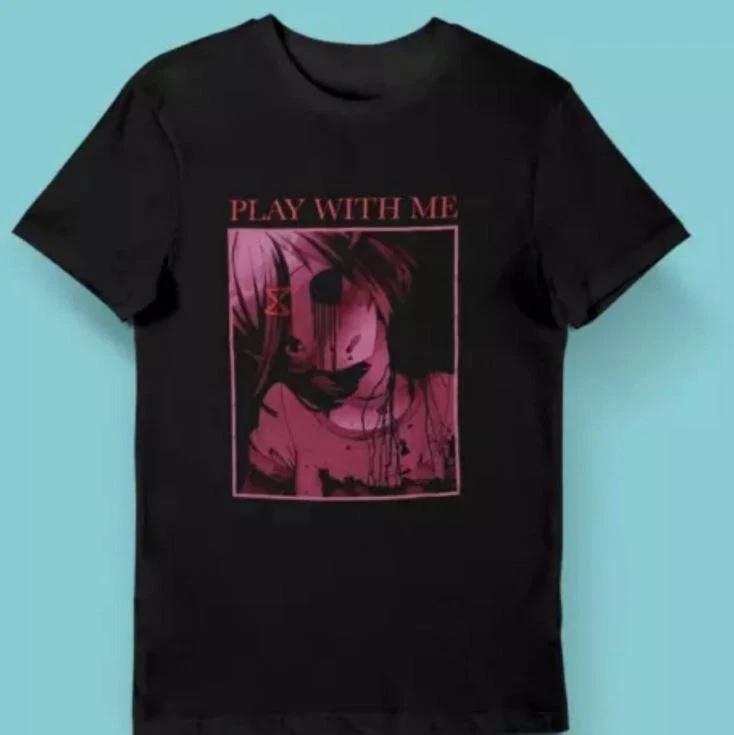 Doki Doki Literature Club Men_s Play with Me T-Shirt S-5XL Black Natsuki Horror S