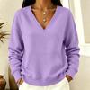 Damenmode V-Ausschnitt Langarm Pullover Sweatshirt Farbe für Lässige Alltagsmode