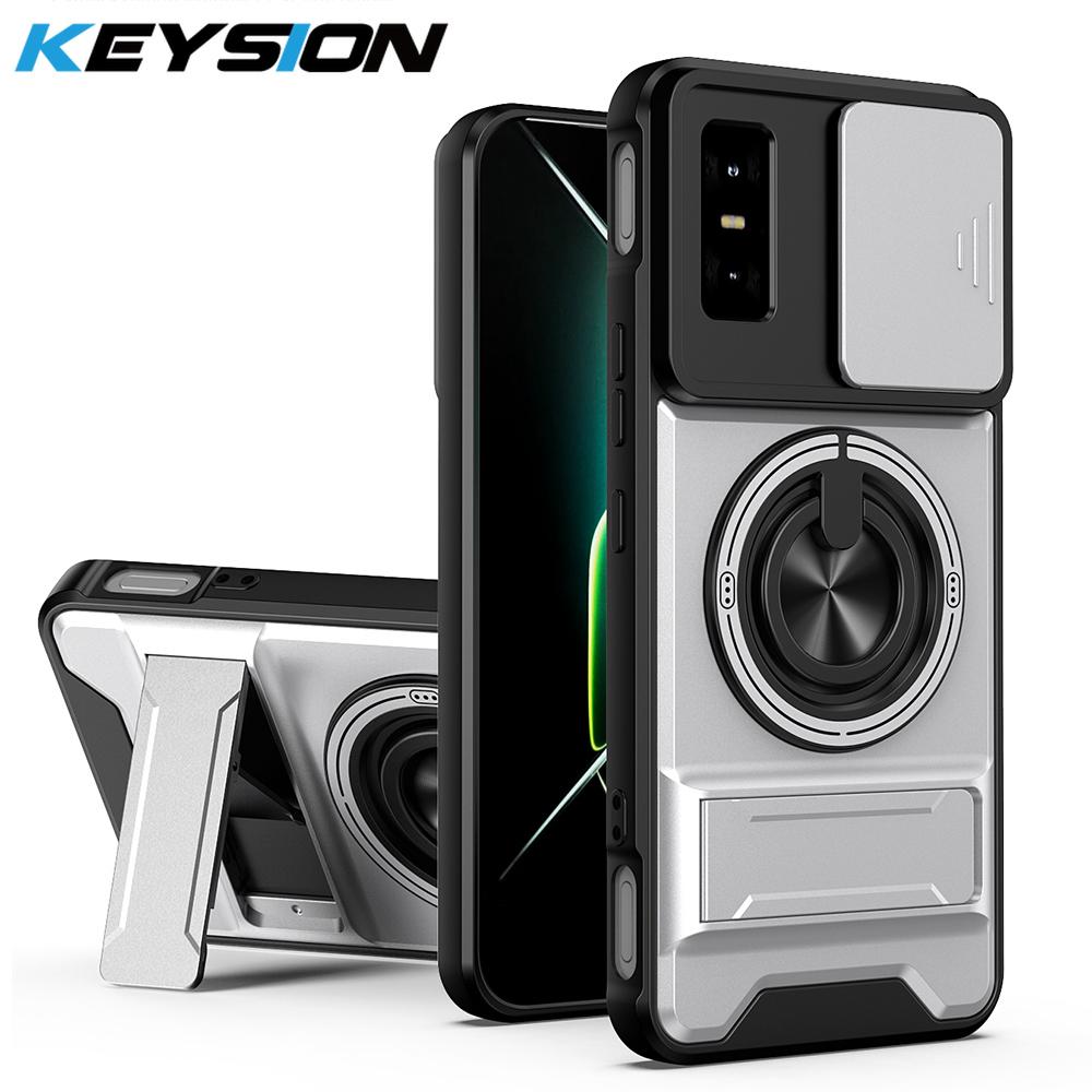 KEYSION Magnetic Phone Case for Infinix GT 30 30 Pro 5G Slide Camera Protection Upright Kickstand 360 Ring Shockproof Back Cover