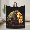 Godzillaed Anime Wool Blanket Japanese Great Wave Creative Throw Blanket for Home 150*125cm Rug Piece,