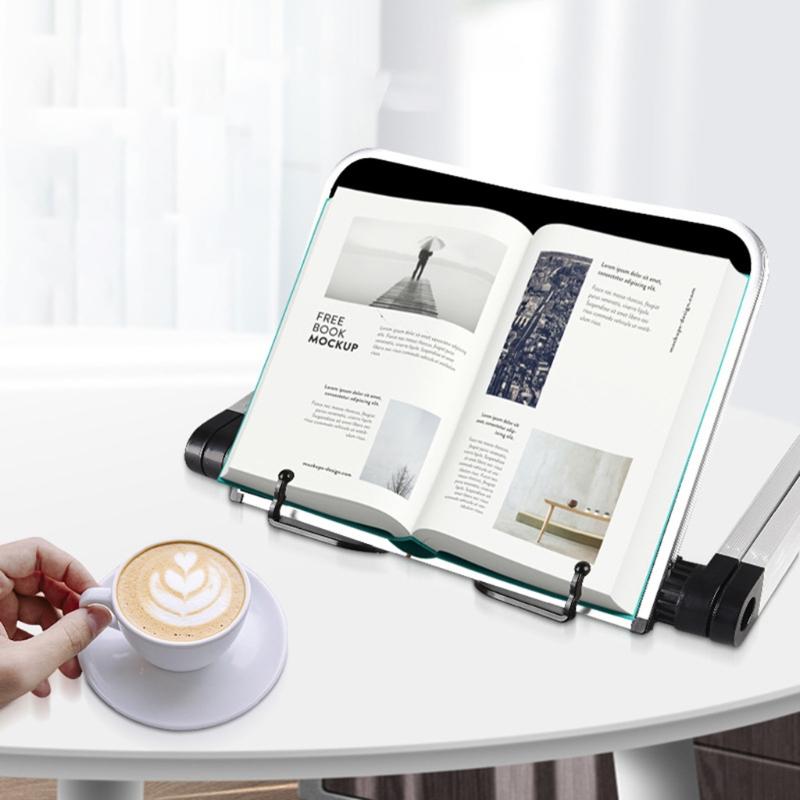 360 Degree Adjustable Desk Textbook Stand Support Foldable Reading Book Stand Holder with Paper Clips Bookcase Stand