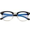 Blue Light Blocking Glasses for Women Men Semi-Rimless Frame Fake Nerd Eyeglasses