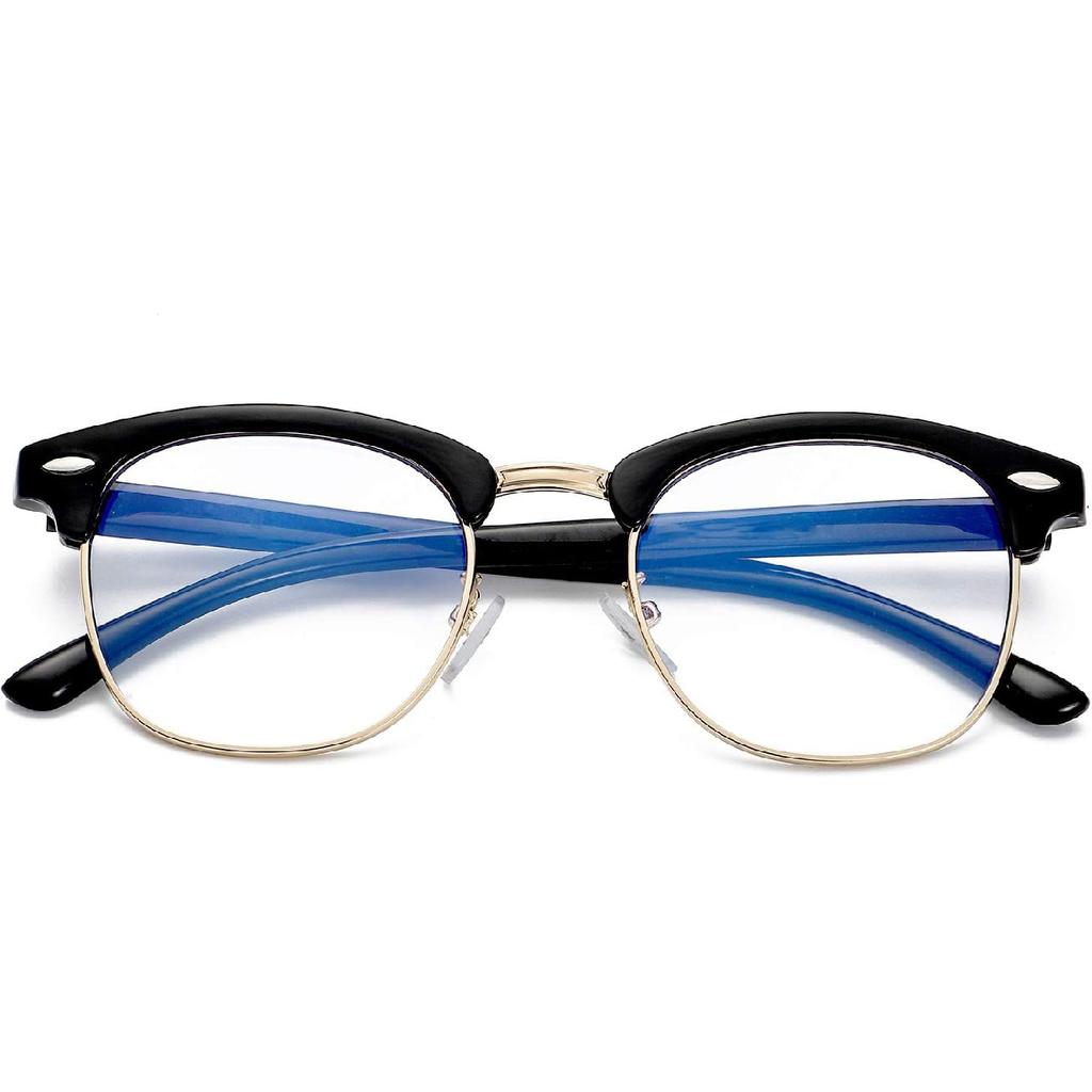 Blue Light Blocking Glasses for Women Men Semi-Rimless Frame Fake Nerd Eyeglasses