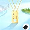 Customized Name Date Splicing Love Square Necklace Stainless Steel Personalized Couple Date Love Heart Neck Chain Jewelry