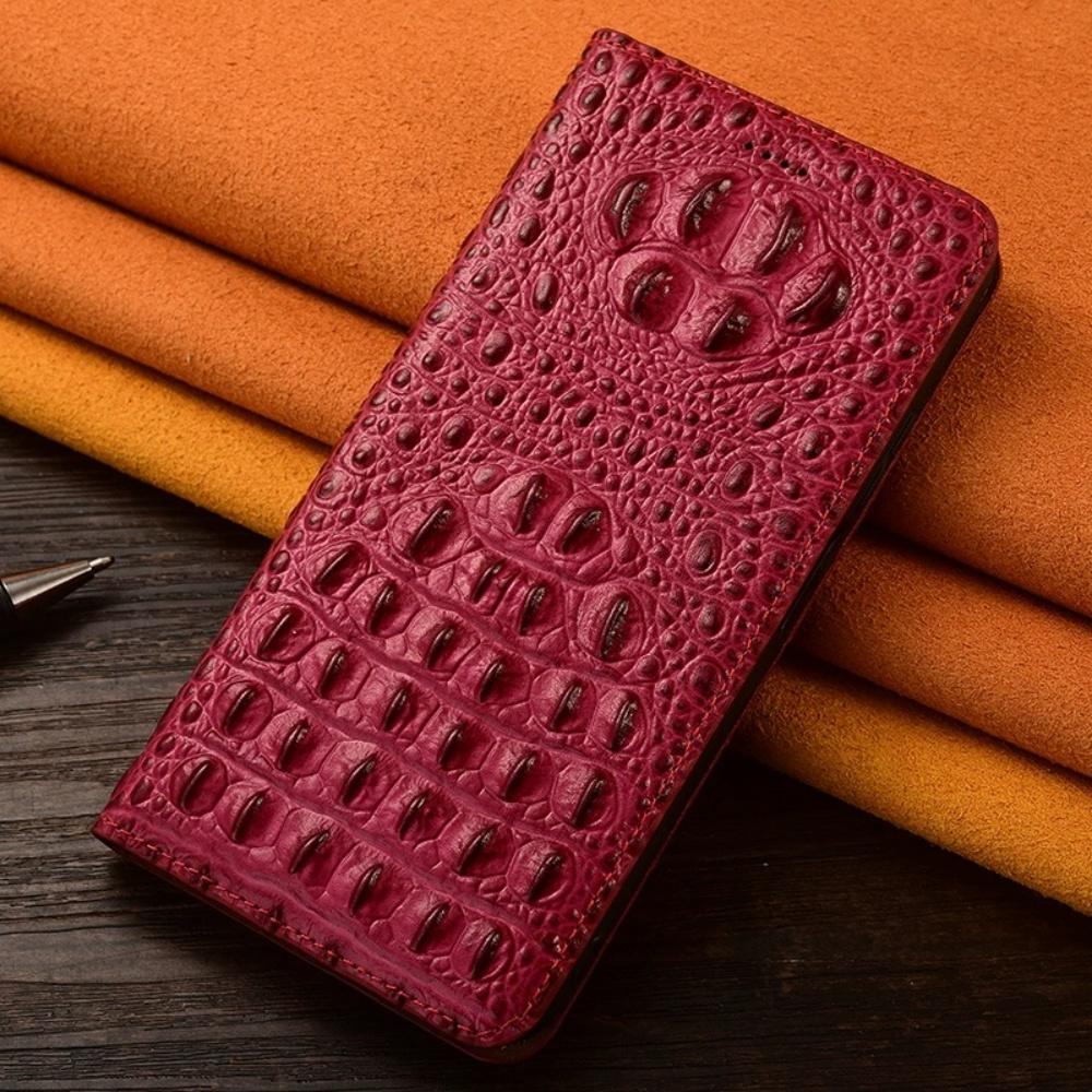 

Crocodile Genuine Leather Magnetic Flip Wallet Case for Samsung Galaxy S25 Ultra S24 S23 S22 Plus S22 S23 All-inclusive Cover Galaxy S25 Plus рожевий червоний колір