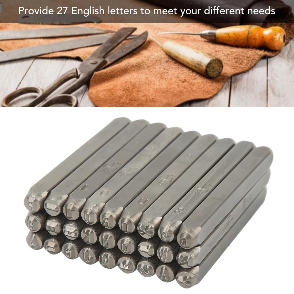 27-teiliges Metallstempel-Set aus Kohlenstoffstahl, Metall-Buchstabenstempel-Set für Schmuck, Leder, mit Aufbewahrungsbox