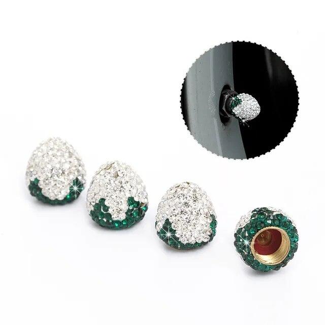 4 szt. Kryształowe nakładki na zawory opony samochodowej diamentowe błyszczące pyłoszczelne pokrywa zaworów koła pojazd Bling ozdoby samochodowe Charms Decor akcesoria samochodowe