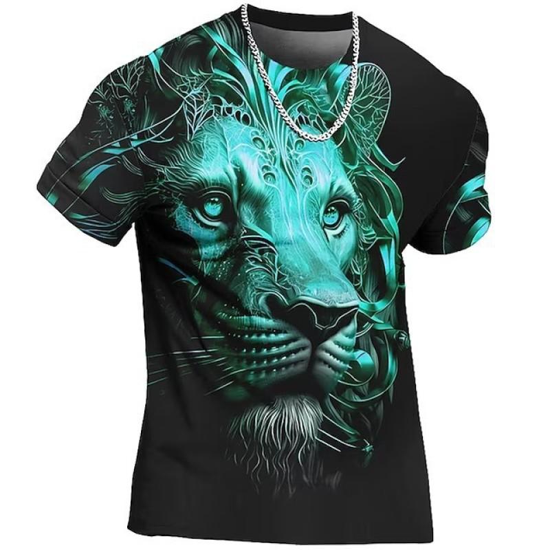Animal Beast Lion 3D Printed Summer Men's T-shirt Kids Fashion Casual O-Neck Short Sleeve Sportswear Streetwear Oversized Tops