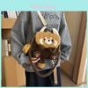 Mochila de Raccoon de Desenho Animado de Pelúcia Com Design Leve Para Viagens Casuais e Uso Escolar