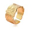 European & American Geometric Wide Band Irregular Open Stainless Steel Adjustable Ring