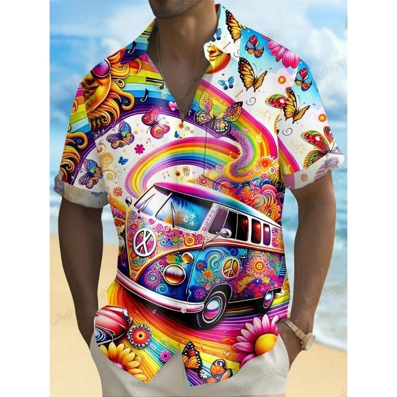 Moon Star Hawaiian Shirt Men Women Fashion Casual Hawaiian Sea Shirts Short Sleeve Button Blouse Festive Holiday Tops