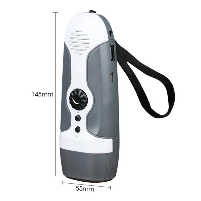 Portable Hand Crank Led Flashlight With Fm Radio Alarm Function Multifunctional Outdoor Emergency
