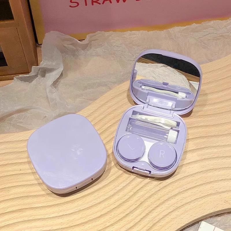 Invisible Contact Lens Case with Mirror: Small, Leak-Proof, Double-Compartment Storage