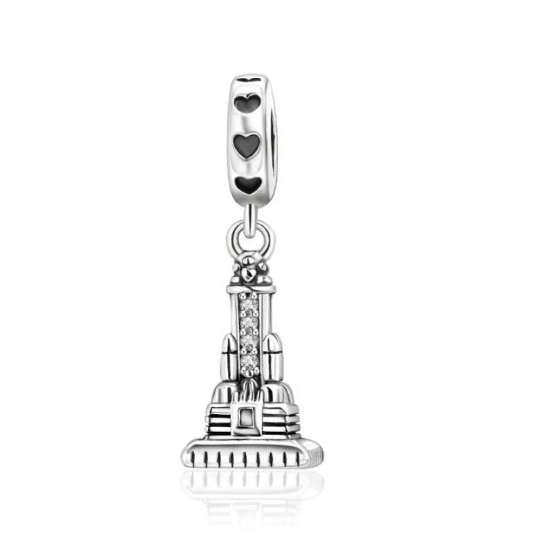 Landmark Building Charms 925 Silver Eiffel Tower Statue of Liberty Beads Keychain Metal Bracelet DIY Fine Jewelry Gift