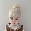 Zimowa ręcznie robiona czapka z nausznikami w stylu koreańskim z pomponem dla małych dziewczynek