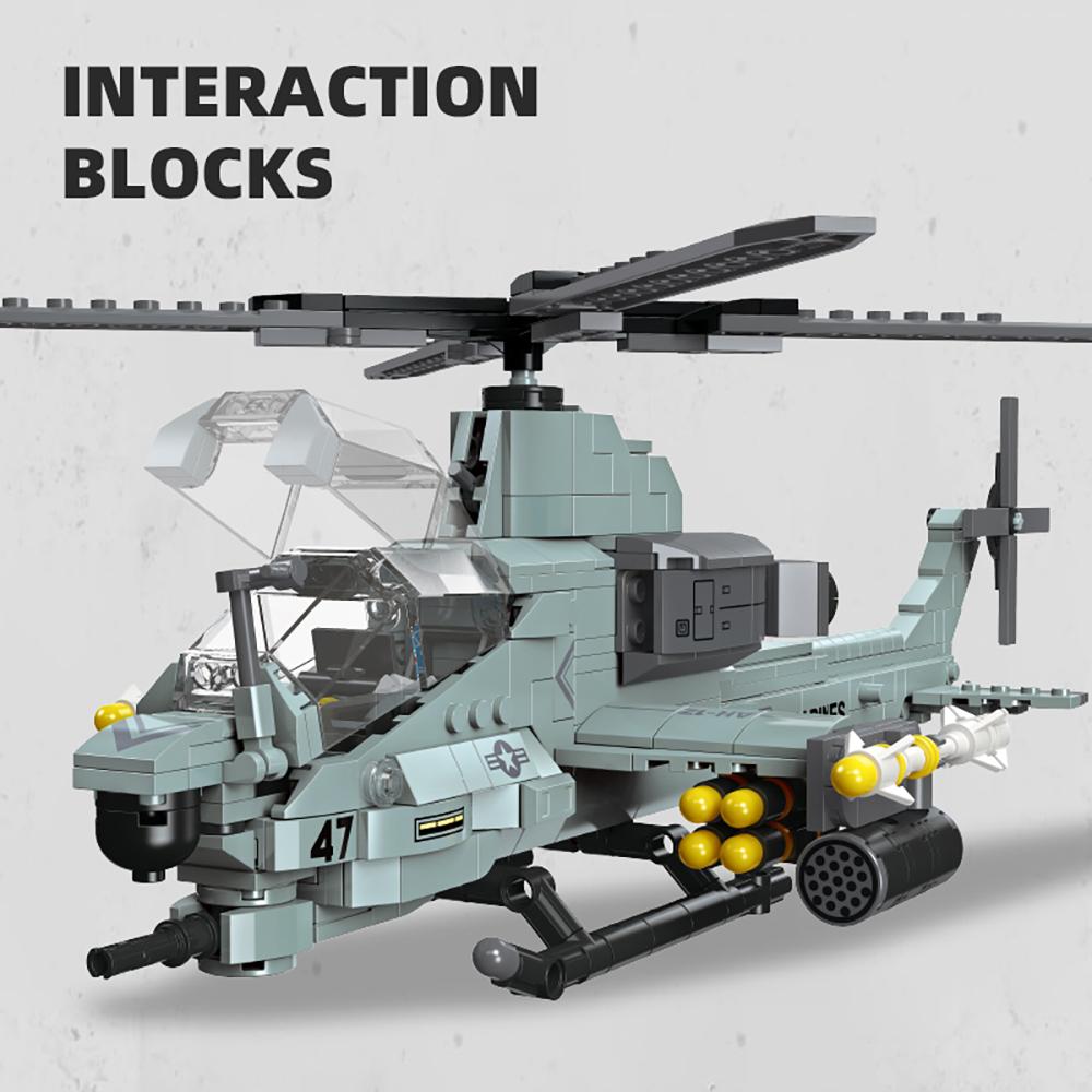 KNEW BUILT Helicopter Fighter Jet Building Block Toys-Boys' Favorite Plane DIY Puzzle FunHoliday Gifts for KidBirthday Party