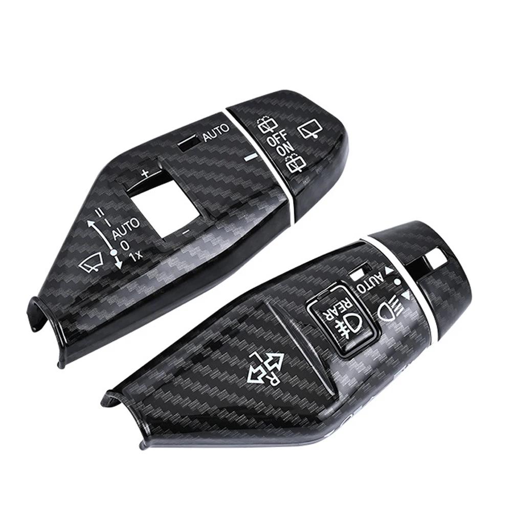 4Pcs Carbon Fiber Steering Wheel Headlight Switch Control Cover for BMW X3 2025 Car Wiper Switch Trim Auto Interior Accessories