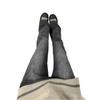 Women's Retro Black-Gray Flared Jeans - Slim Fit, Extra Long & Elastic Floor-Length Pants for Spring