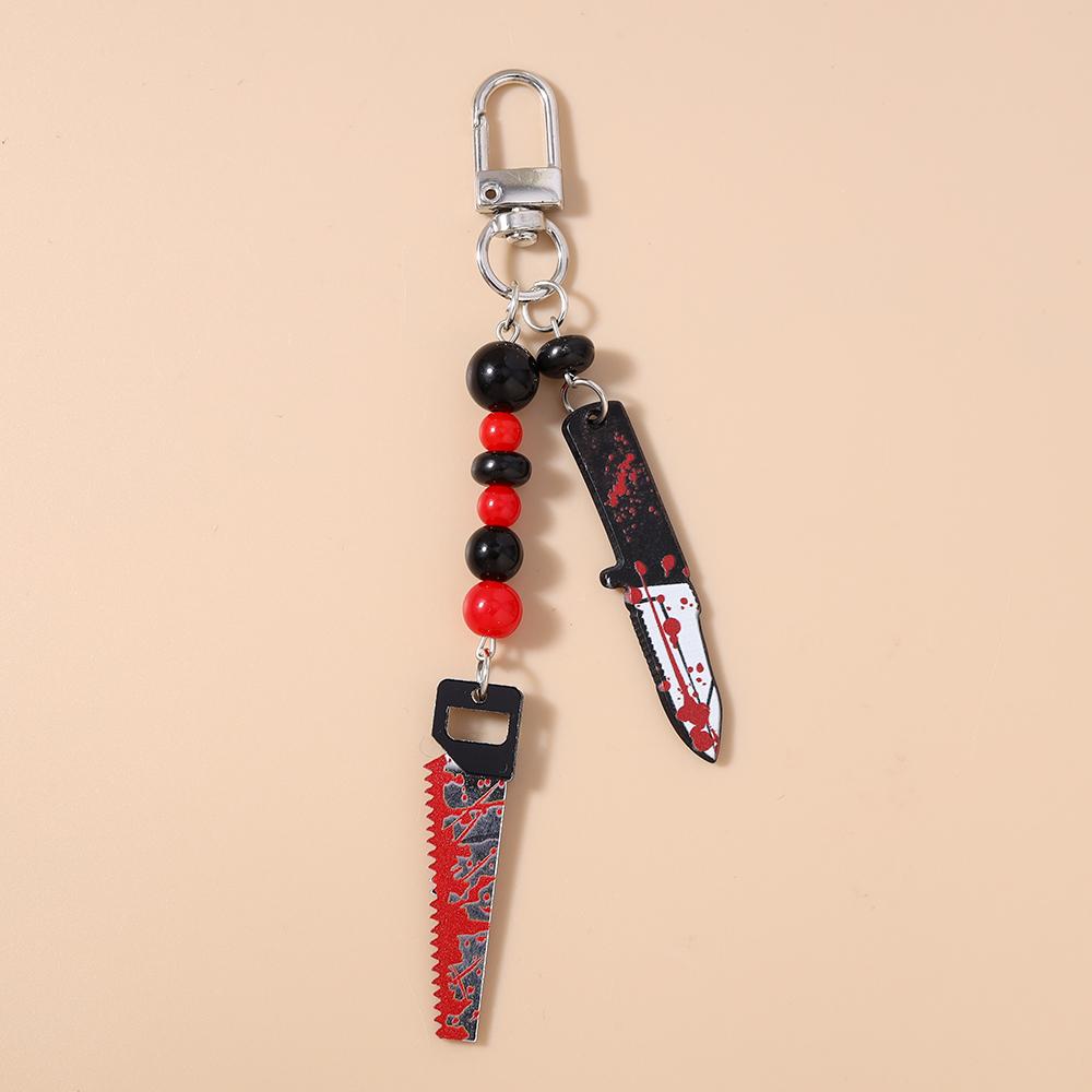 Bloody Resin Saw Knife Keychain Halloween Key Ring Pendants for Car Key Holder DIY Key Chain Jewelry Gift