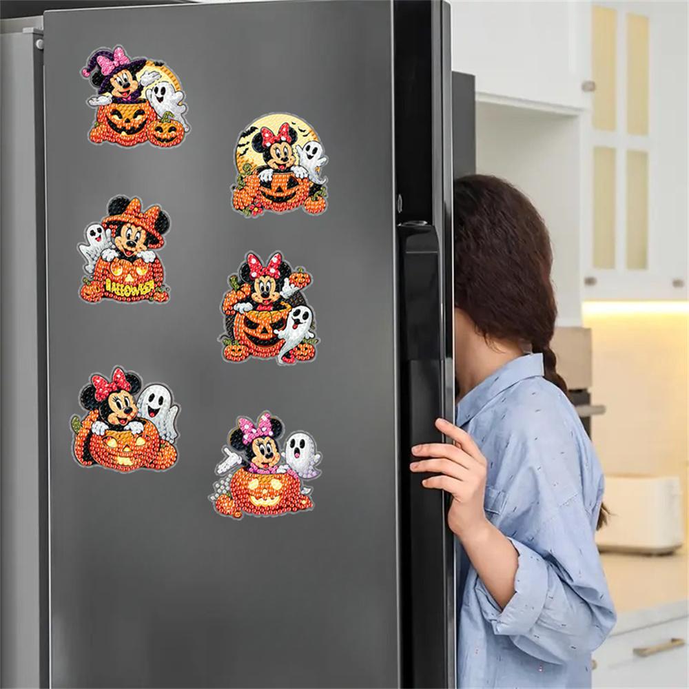 6pcs/Set Scary Pumpkin Series Diamond Painting Magnets for Refrigerator Diamond Art Fridge Magnets for Adults Diamond Art Refrigerator Magnets Kits
