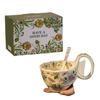 OLOEY Floral Yellow Curved Handle Ceramic Mug Set