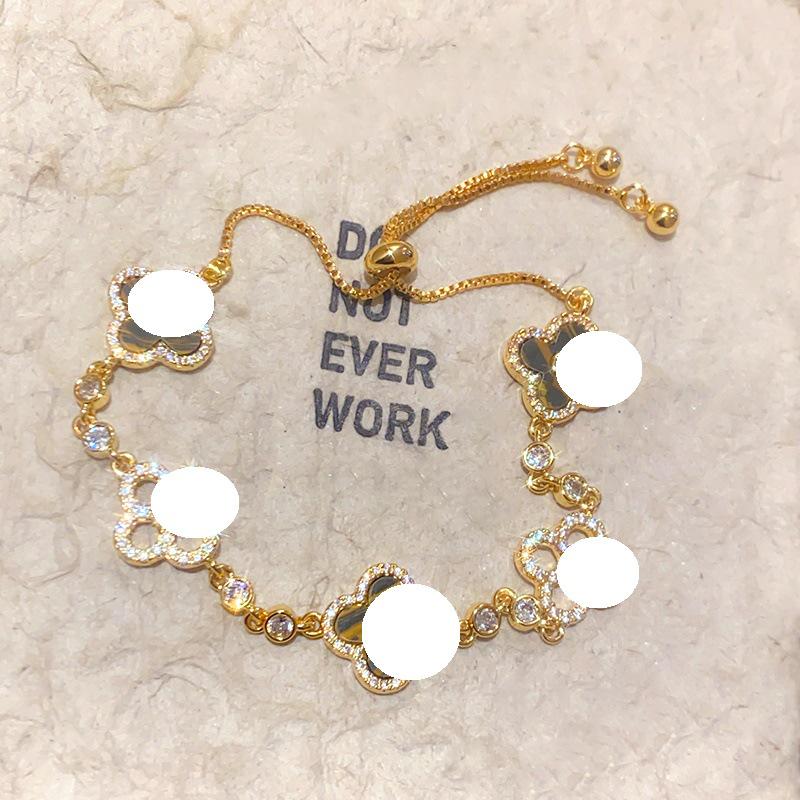 Korean Style Zircon Mother-of-Pearl Round Center Bracelet - Light Luxury Vintage Y2K Versatile Jewelry