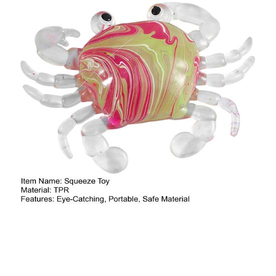 Crab Squeeze Toy Slow-Rising TPR Fidget for Stress Relief Cute Transparent Claws Portable Decompression Gadget for Kids Adults