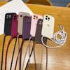 With Lanyard Love Phone Cases for IPhone 17 16 15 14 13 12 11 Pro Max Crossbody Silicone Back Cover
