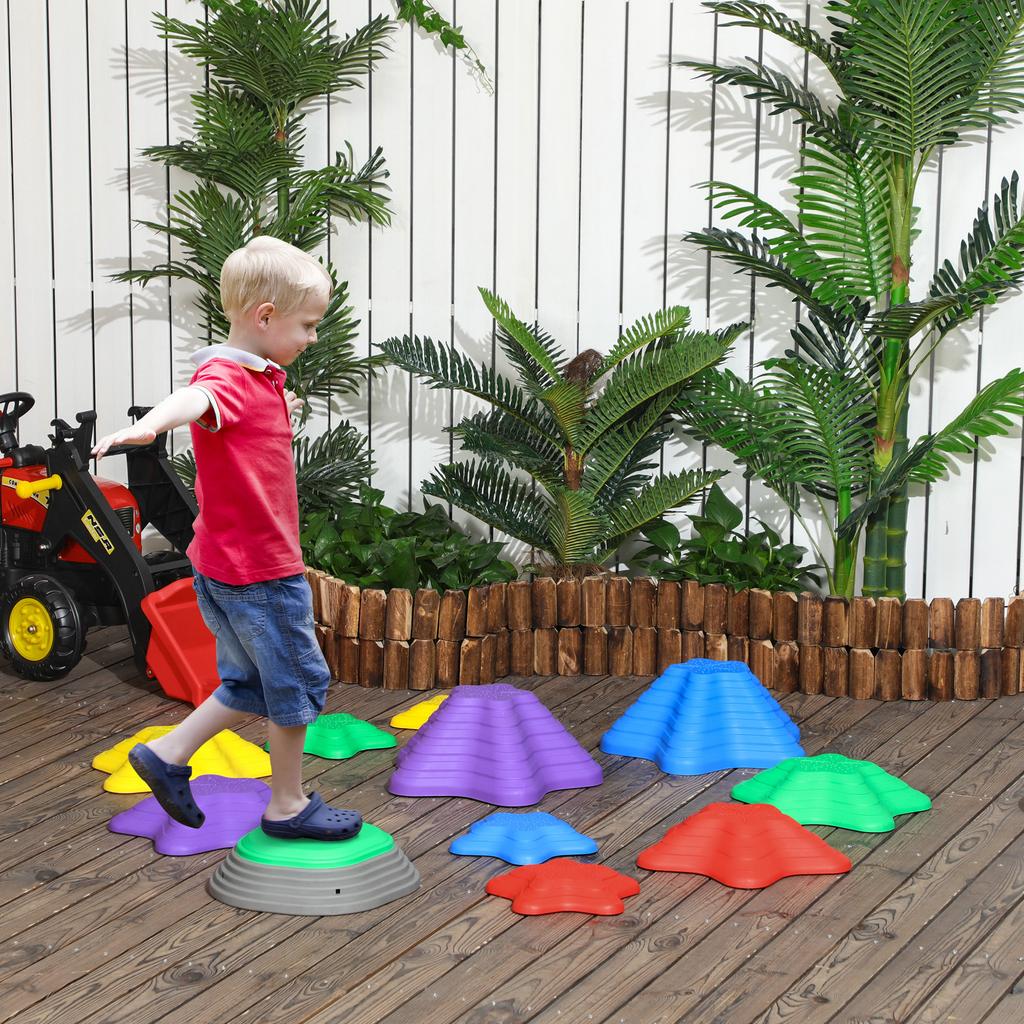 Stepping Stones Kids, 11 Pieces Balance Stones for Obstacle Course, Stackable Non-Slip Starfish Shape