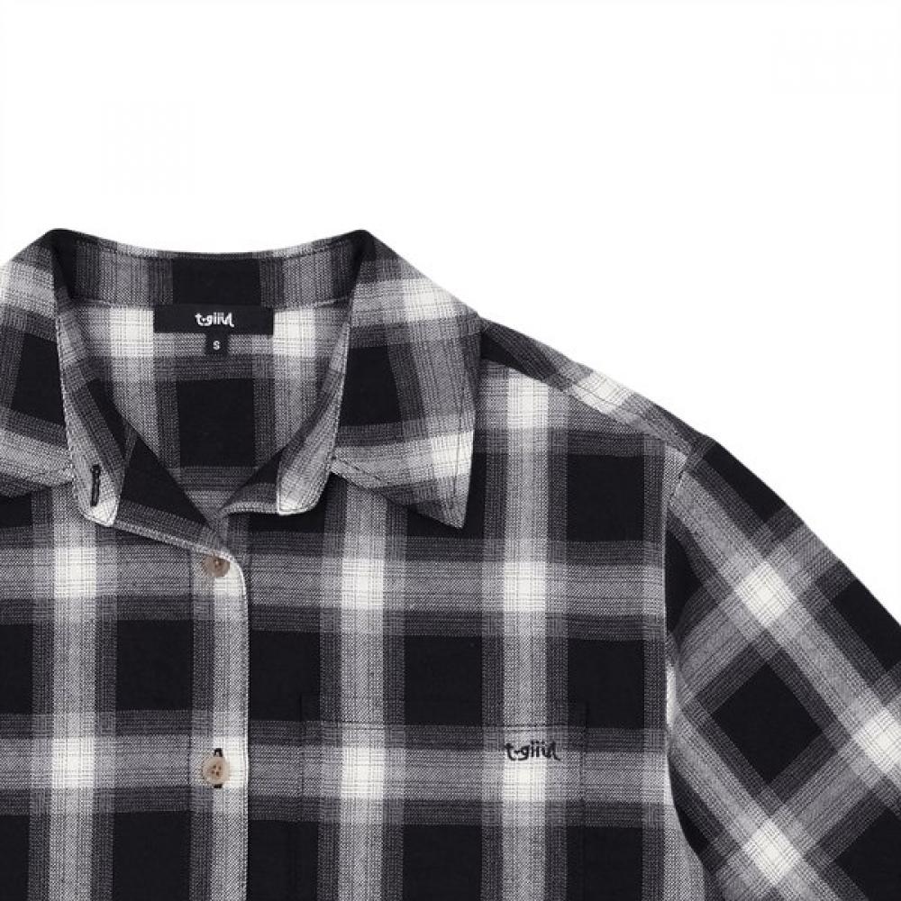 Tiffany Black Check Crop Shirt  T54uab010 
