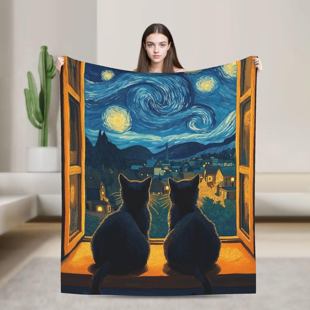 Vincent Van Gogh Cafe Terrace At Night Blanket  Soft Warm Plush Throw Blanket For Home Decor Picnic Flannel Bedspread Bed Cover