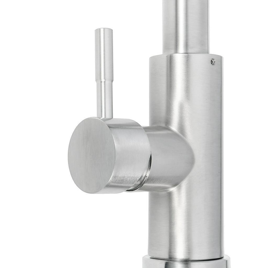 Kitchen Pull-Out Faucet Tap Mixer Spout Finish Brushed Swivel Spray Single Hole 360 Degree Brushed  Faucets Water Mixer Tap Silvery New