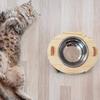 Elevated Pet Bowls Tilted Single/Double Cat Stainless Steel Food Bowls Wooden Dog Water Feeding Container Cat Supplies