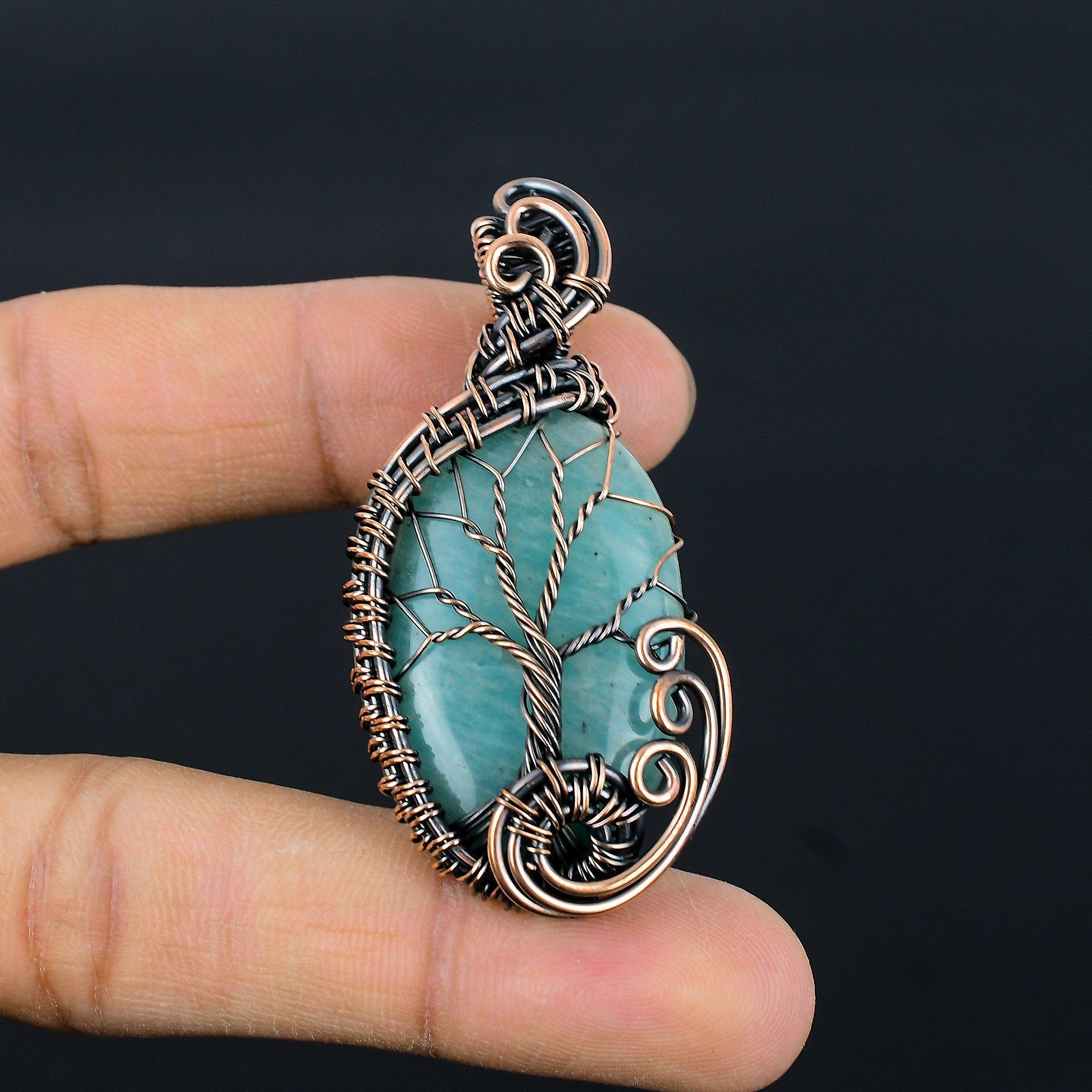 

Подвеска Аквамарин 999 Медная проволока, Ручная работа Подвеска с драгоценным камнем, Подарки для жены Совершенно новая подвеска 2.55 Inches