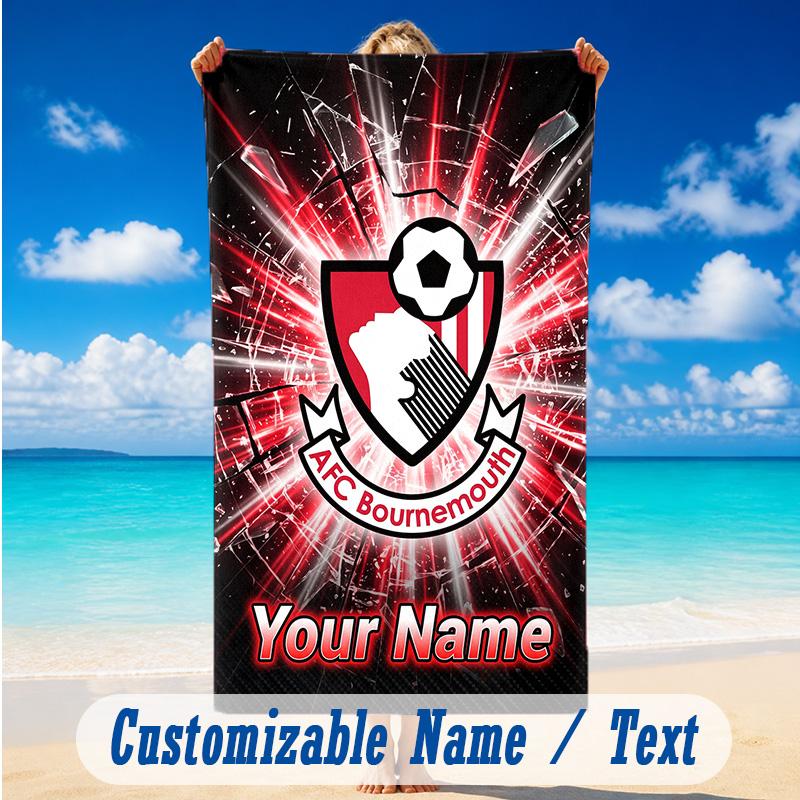 Beach Towel Custom Name Text, Quick Dry Large Towel For Beach HomeBournemouth Football
