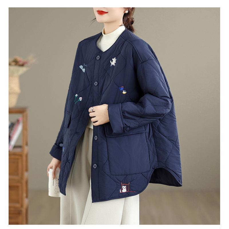 

European Style Women s Cotton Jacket - Slimming, Padded & Loose Fit for Autumn/Winter 2025 Medium темно-синього кольору