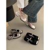 Fashion 2024 New Fashionable Metal Round Head Women's Shoes Retro Small Fragrant Style Thick Heel Mary Jane Single Shoes