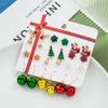 Christmas Earring Set: Santa Claus, Bell, and Tree Drop Oil Studs - 12-Piece Gift Collection