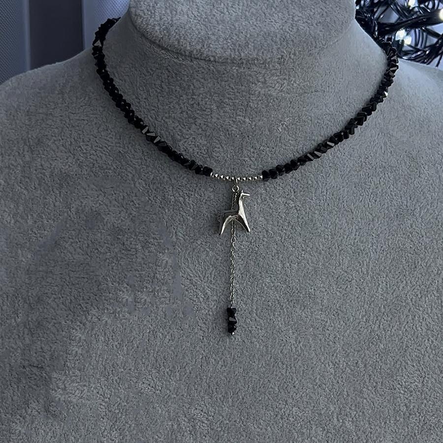 Boho Geometric Transparent Crystal Jewelry Fashion Vintage Sexy Zircon Heart Pendant Tassel Necklace For Women Neelry