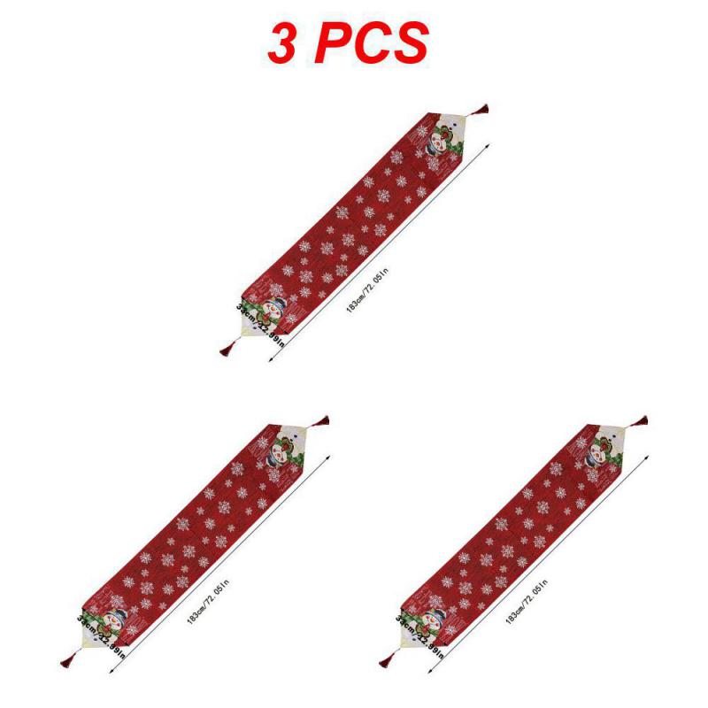 Christmas Party Linen Table Runner Merry Christmas Decorations for Home 2024 Snowman Xmas Tree Table Runner Happy New Year 2025