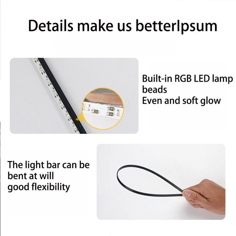 Universal Hide Light Bar Car LED Ambient Light 64 RGB Color Car Interior Acrylic Light Guide Decoration Atmosphere Light 18in 1 Neon Lights 4