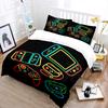 Colorful Minimalist Gaming Controllers Bedding Set for Kids Luxury Gift 3pcs Digital Print Comforter Set Soft Comfortable