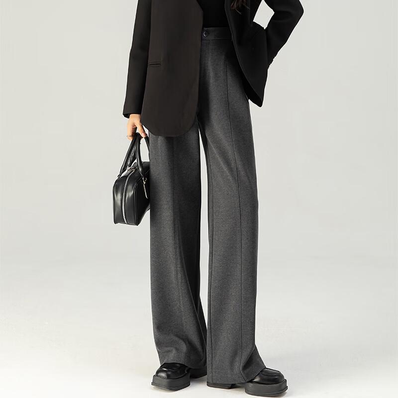 Fanzhen Women's 2025 A/W High-Waist Wide-Leg Woolen Pants