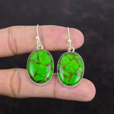 Copper Green Turquoise Earring 925 Sterling Silver Earrings Gemstone Earring Dainty Jewelry Handmade Earring Silver Jewelry Engagement Gifts