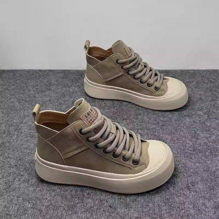 

Уродливо-милые туфли на высокой платформе с большой головой женские осень 2025 новая ретро женская обувь на мягкой подошве универсальные спортивные и повседневные кеды женские 40 хаки