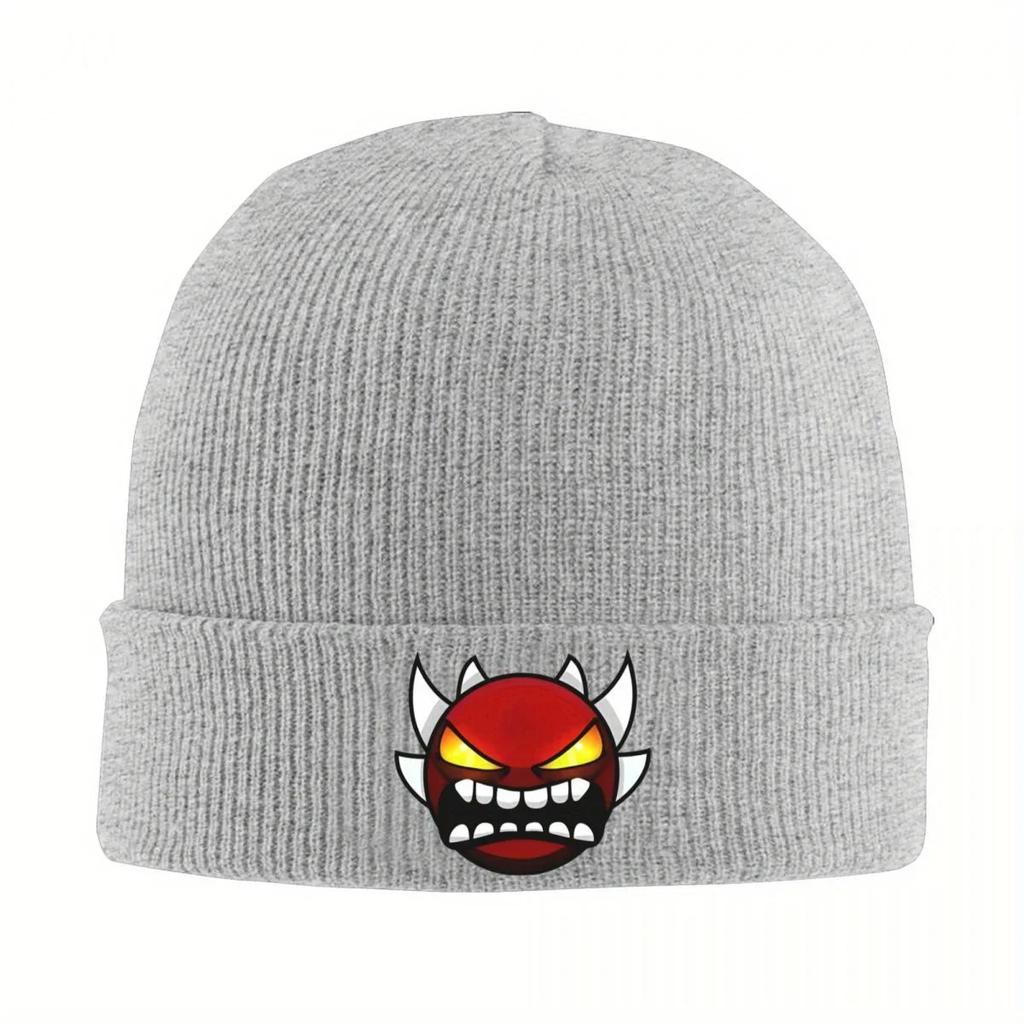 New Geometry Dash Demon Knit Hat Beanies Winter Hats Warm Color Cap Unisex Women