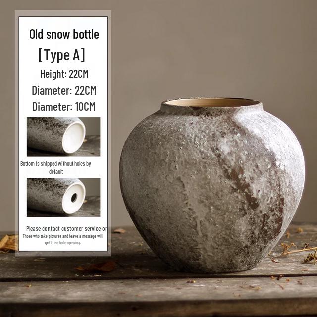 Wabi-Sabi Retro Chinese Ceramic Jar: Distressed Decorative Vase for Entrance, TV Cabinet, or Flower Arrangement.