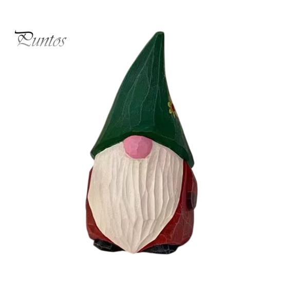 Wood Gnome Sculpture Carved Figurine, Farmhouse Rustic Faceless Dwarf Statue, Handmade Ornament Mini for Christmas Party Decoration Shelf Decor
