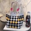 Versatile Large Knitted Handbag with Hollow-Out Flower Pattern